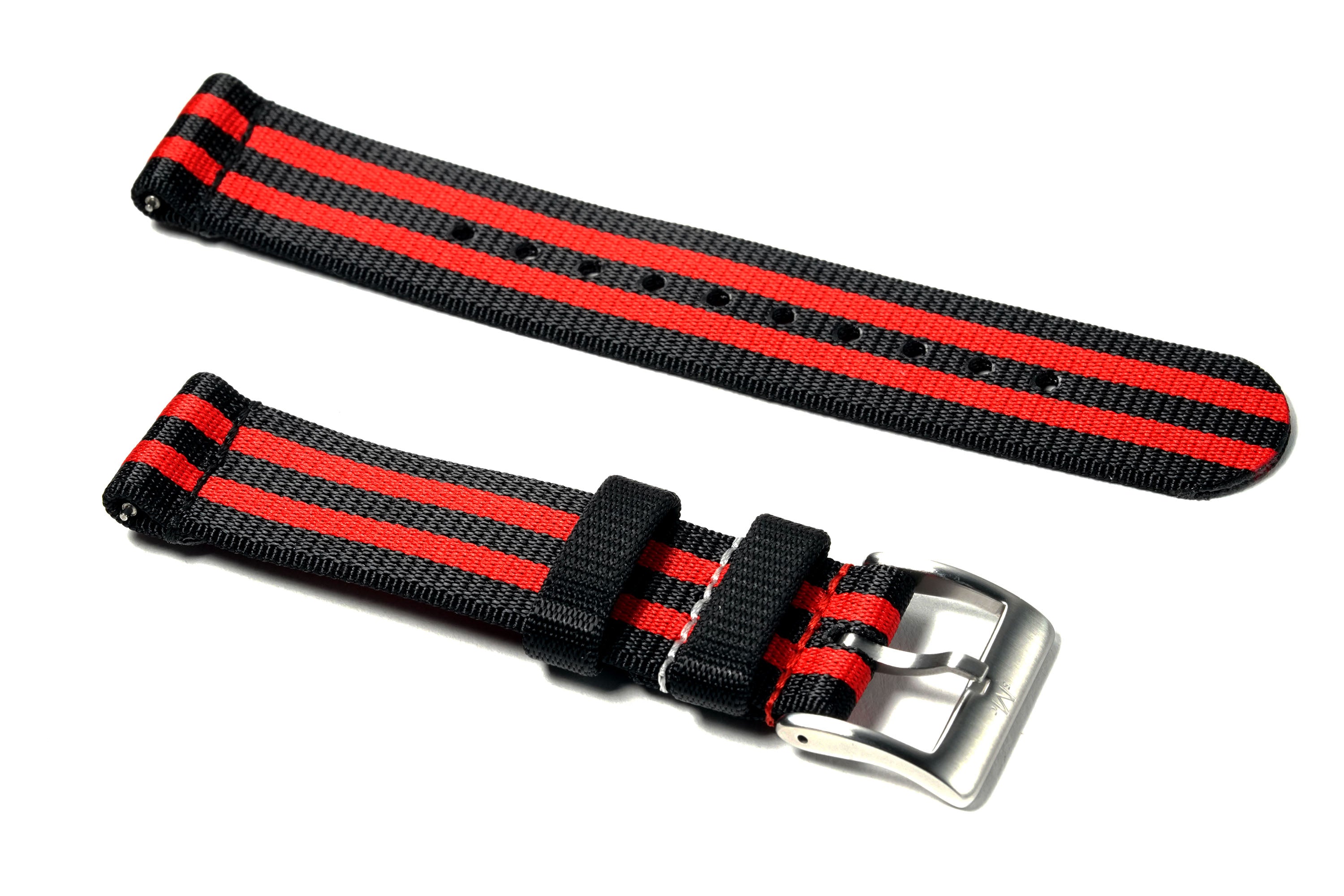 Red and Black 2 Piece Loop Seatbelt Watch Strap 22mm