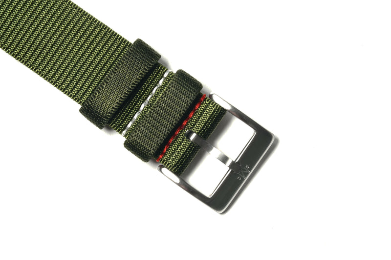 Army Green 2-Piece Looped Nylon Watch Strap