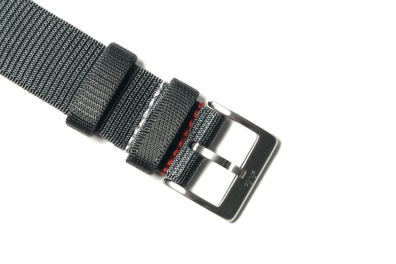 Grey 2-Piece Looped Nylon Watch Strap