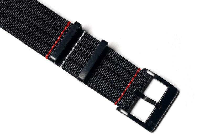 Black DLC Ribbed Nylon Watch Strap