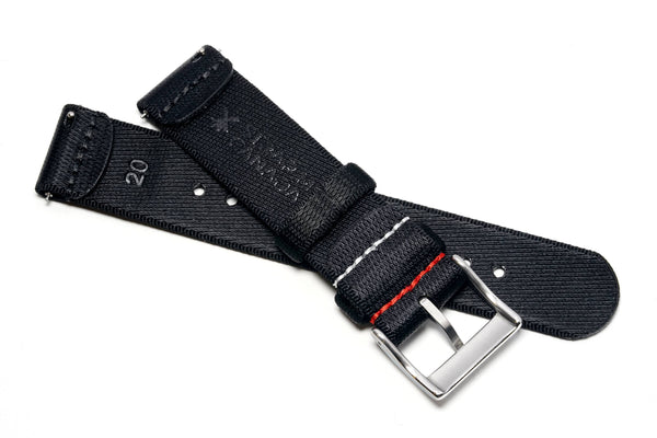 Black 2-Piece Loop Seatbelt Watch Strap