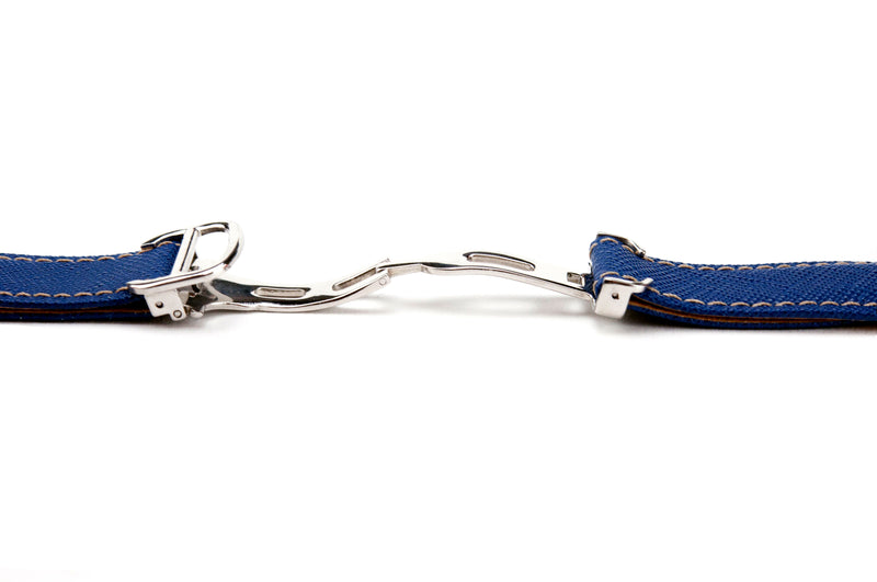 Blue Saffiano Leather Strap With Deployant Clasp – Strap Mill Canada